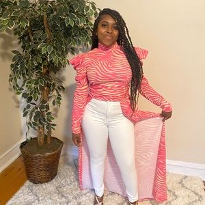 Class Act Puff Shoulder Maxi Top - Pink